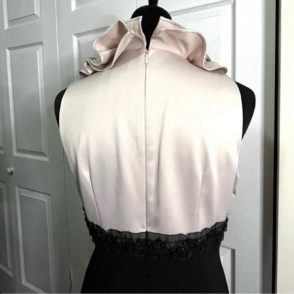JS Collections Black Cream Ruffle Neck Cocktail dress size 8 - Picture 7 of 14